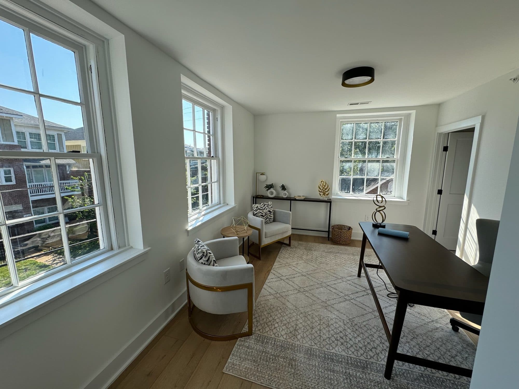 Bright office or den with original tall windows at The Arches, Wesley Heights, Charlotte